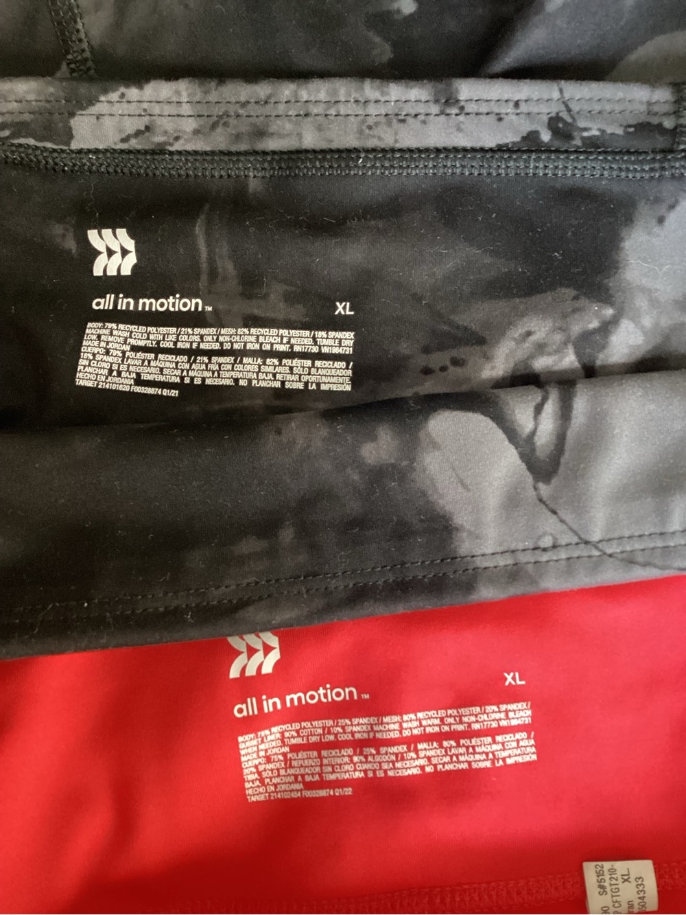 All in Motion Black Camo and Bright Red Athletic Bike Shorts duo XL - Picture 3 of 4